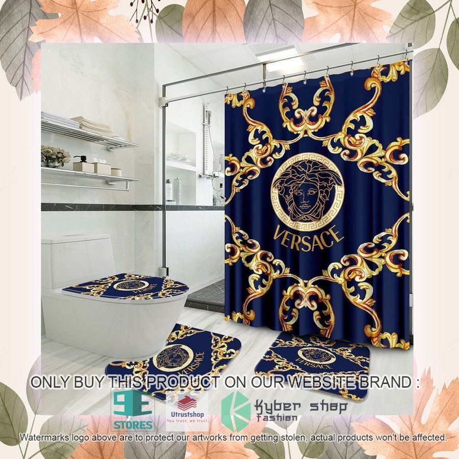 versac logo blue shower curtain sets 2 18153