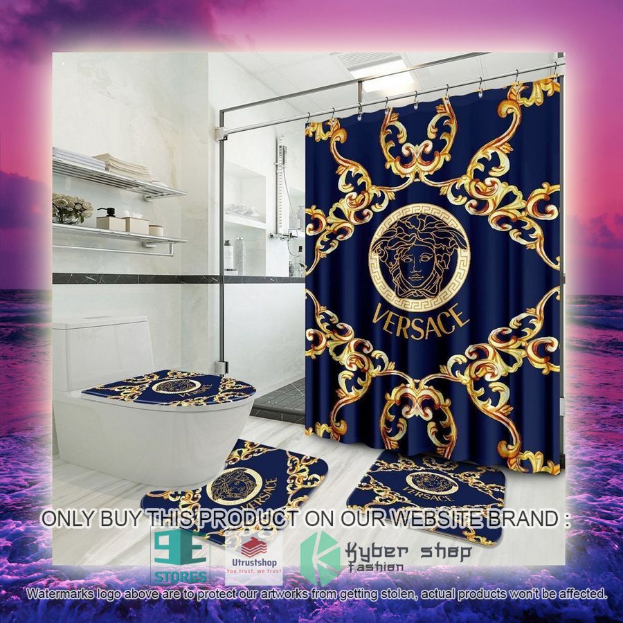 NEW Versac logo blue Shower Curtain Sets 3 versac logo blue shower curtain sets 3 11931