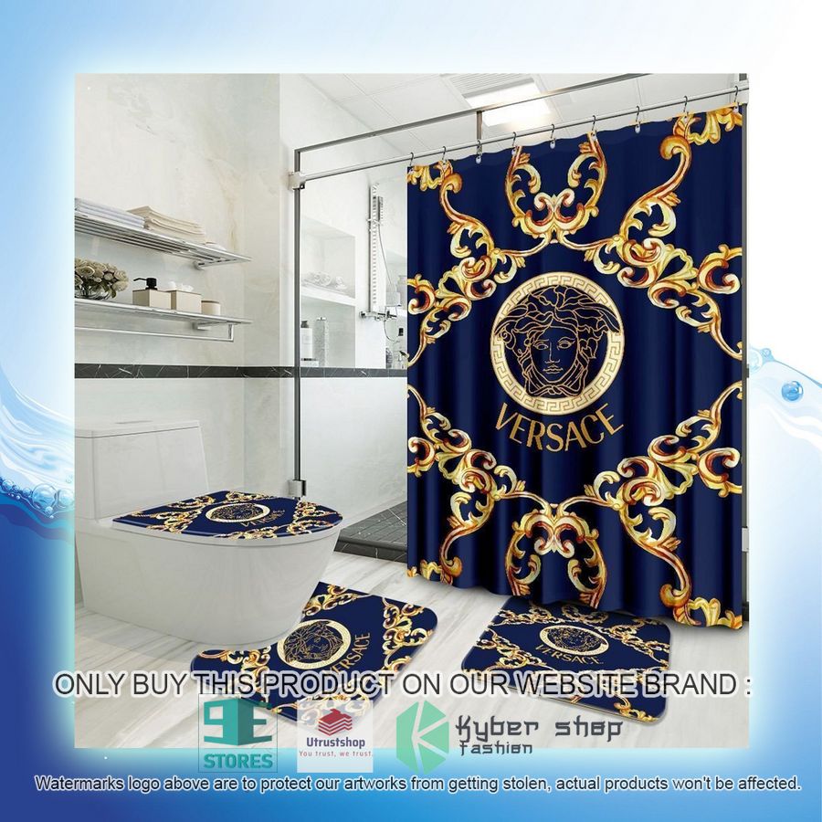 NEW Versac logo blue Shower Curtain Sets 4 versac logo blue shower curtain sets 4 92626