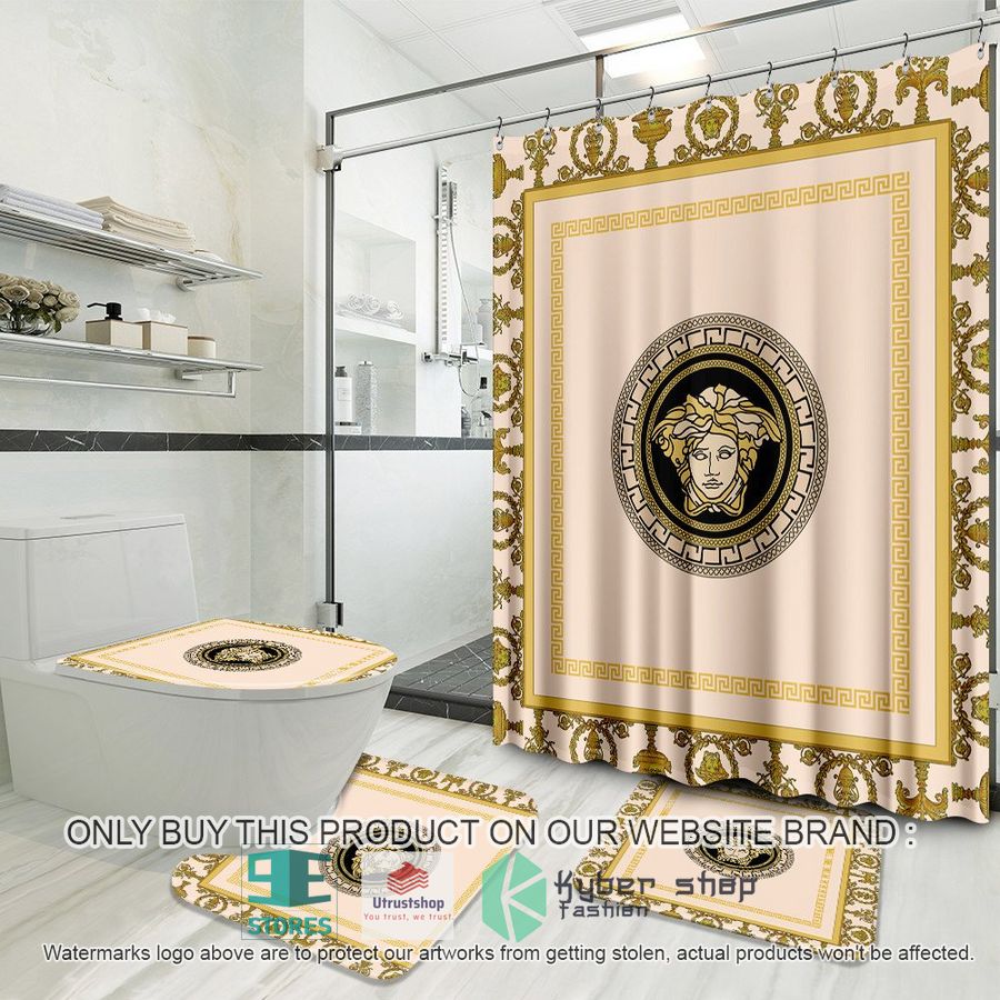 versac logo khaki shower curtain sets 1 56406