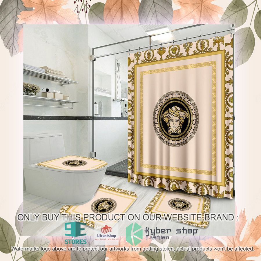 versac logo khaki shower curtain sets 2 55718