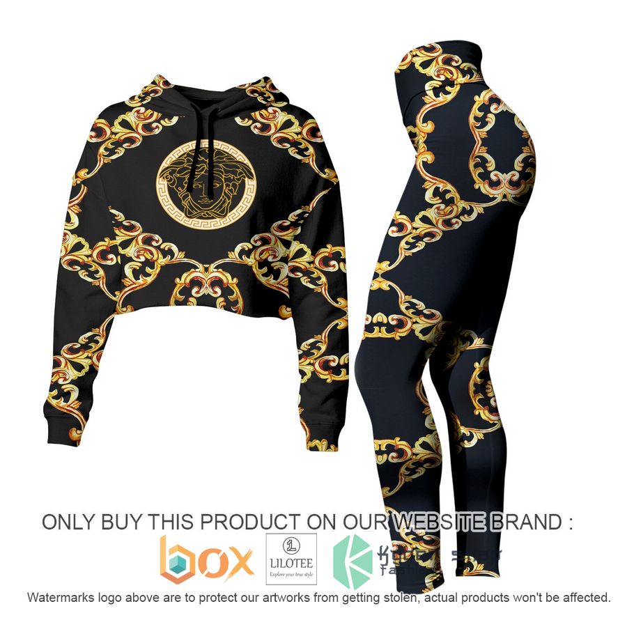 versace black gold crop hoodie vs legging 1 23829