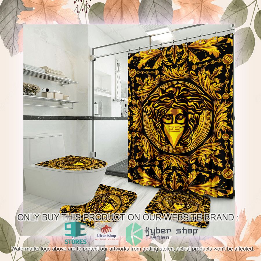 versace black yellow shower curtain sets 2 70409