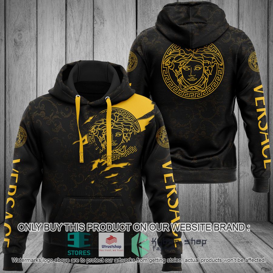 versace brand logo black yellow 3d hoodie 1 64498