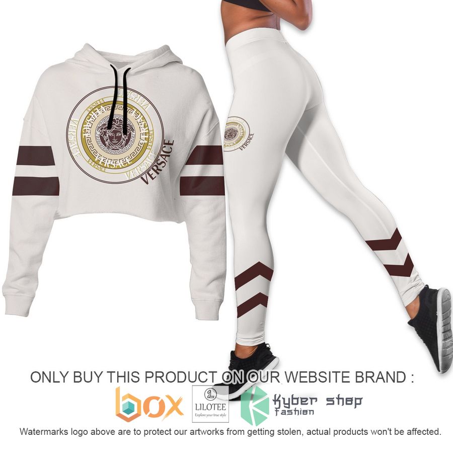 versace brown white crop hoodie vs legging 1 23997