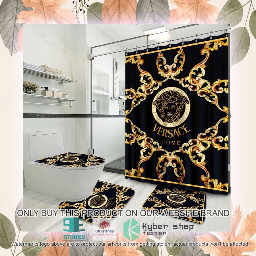 versace home black yellow shower curtain sets 2 80118