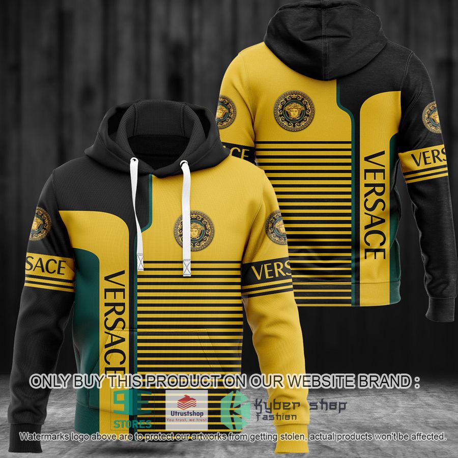 versace luxury brand logo black yellow 3d hoodie 1 41620