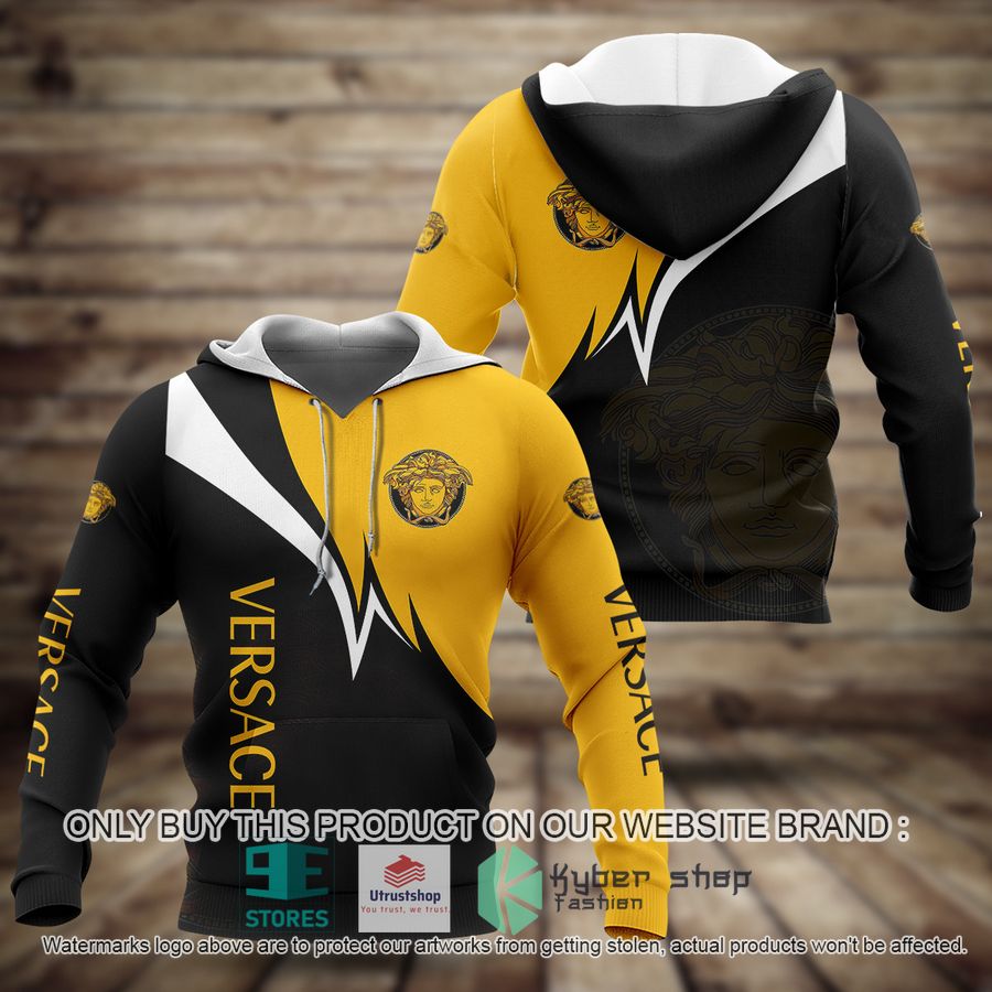 versace luxury brand logo yellow black 3d hoodie 1 3895
