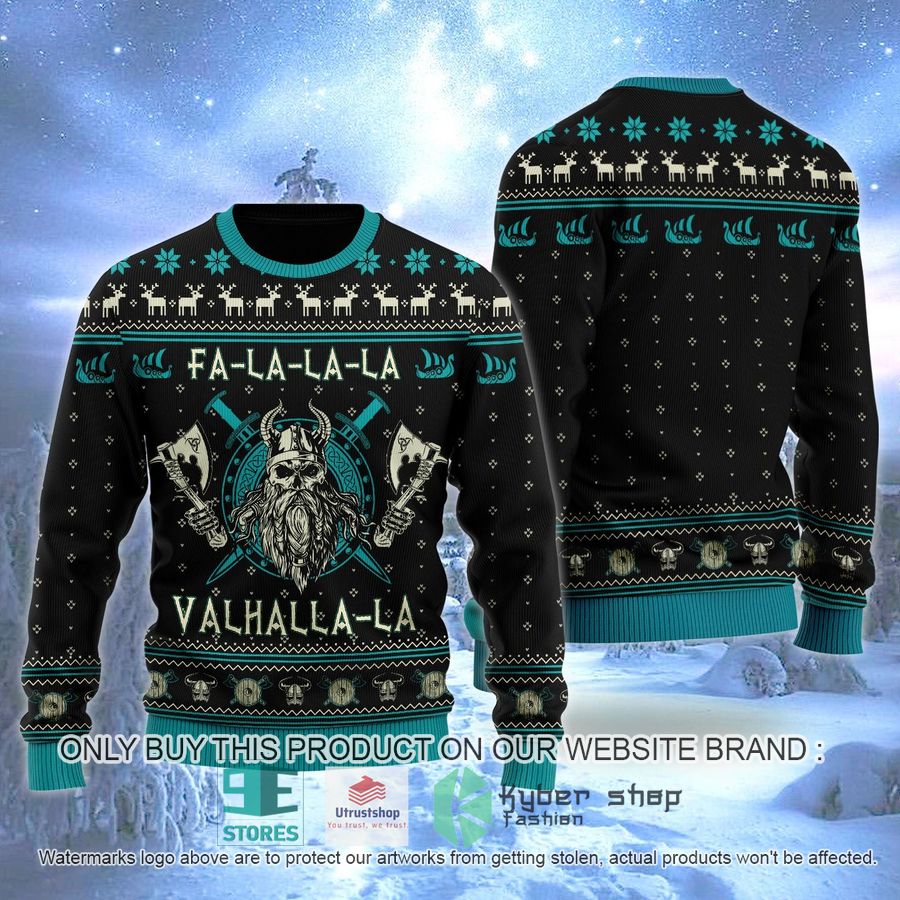 NEW Viking Fa La La Teal black Ugly Sweater 1 viking fa la la teal black ugly christmas sweater 1 46534