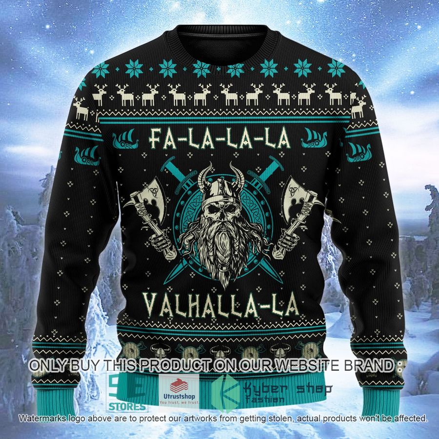NEW Viking Fa La La Teal black Ugly Sweater 2 viking fa la la teal black ugly christmas sweater 2 22745
