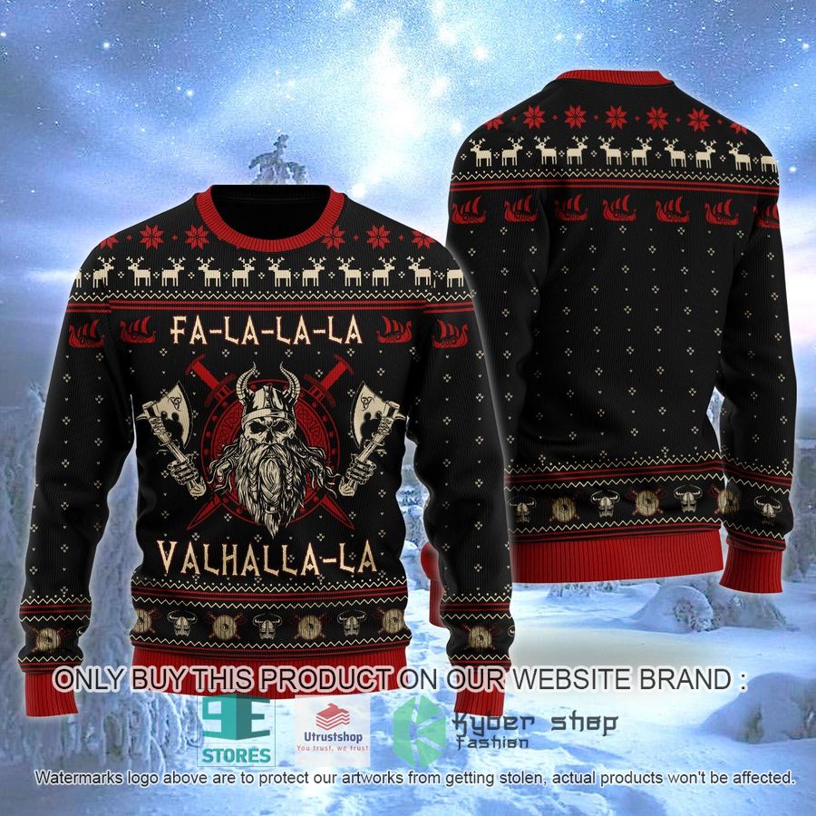 NEW Viking Odin Fa La La black Ugly Sweater 1 viking odin fa la la black ugly christmas sweater 1 18739