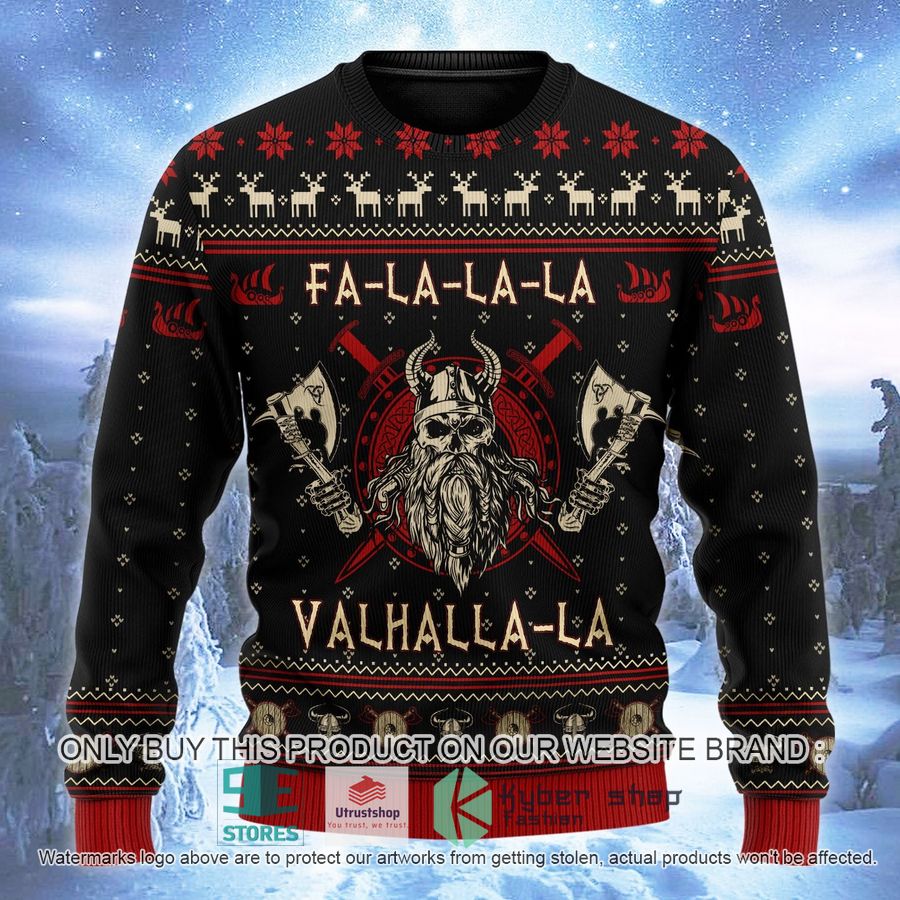 NEW Viking Odin Fa La La black Ugly Sweater 2 viking odin fa la la black ugly christmas sweater 2 29451