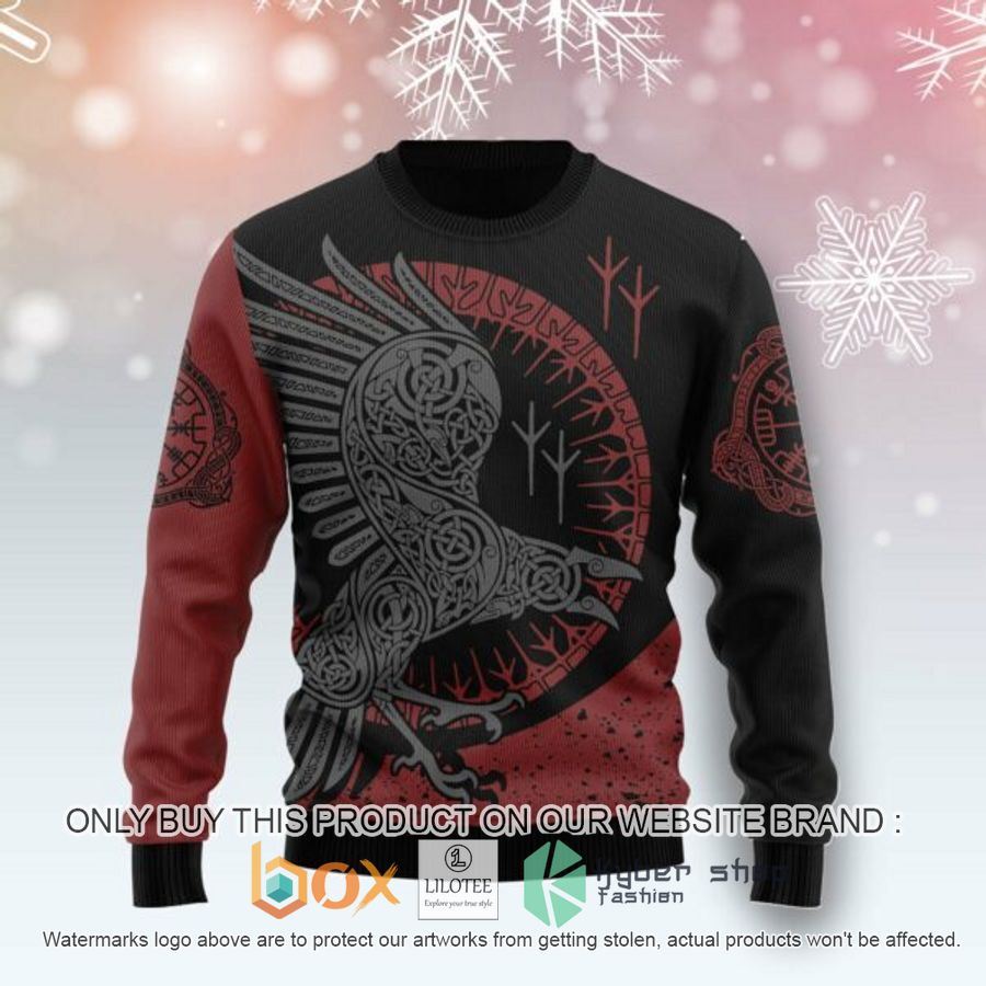 viking raven ugly christmas sweatshirt 1 79204