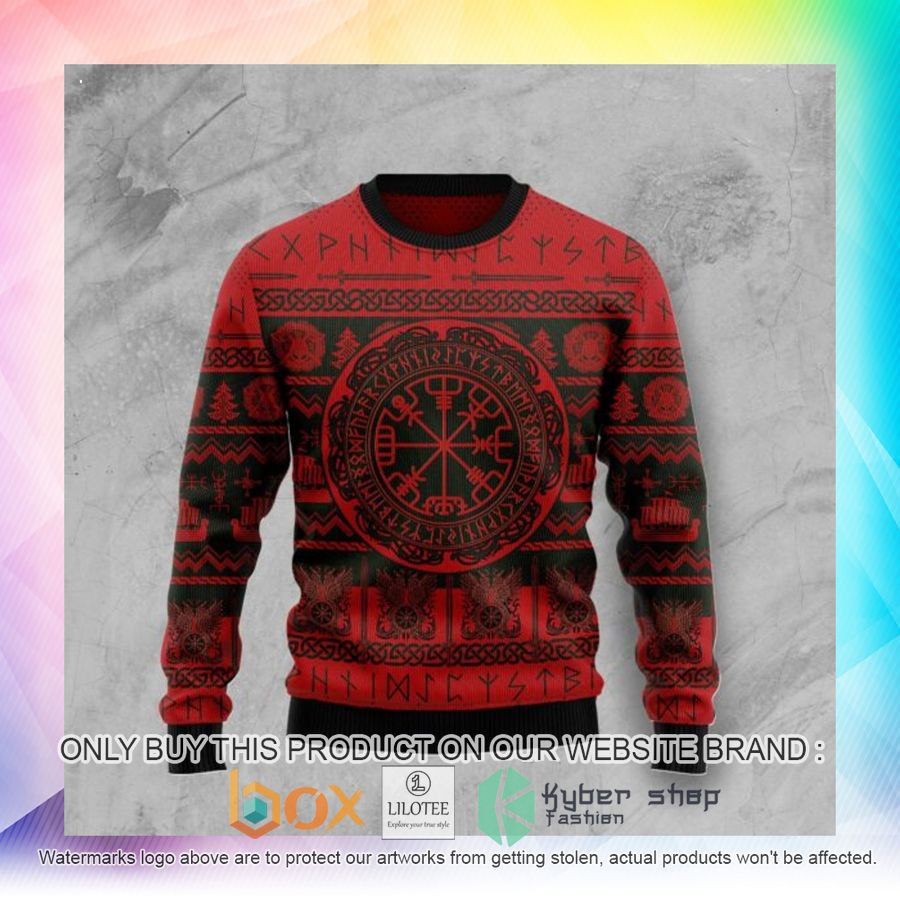 viking vegvisir ugly christmas sweatshirt 2 80117