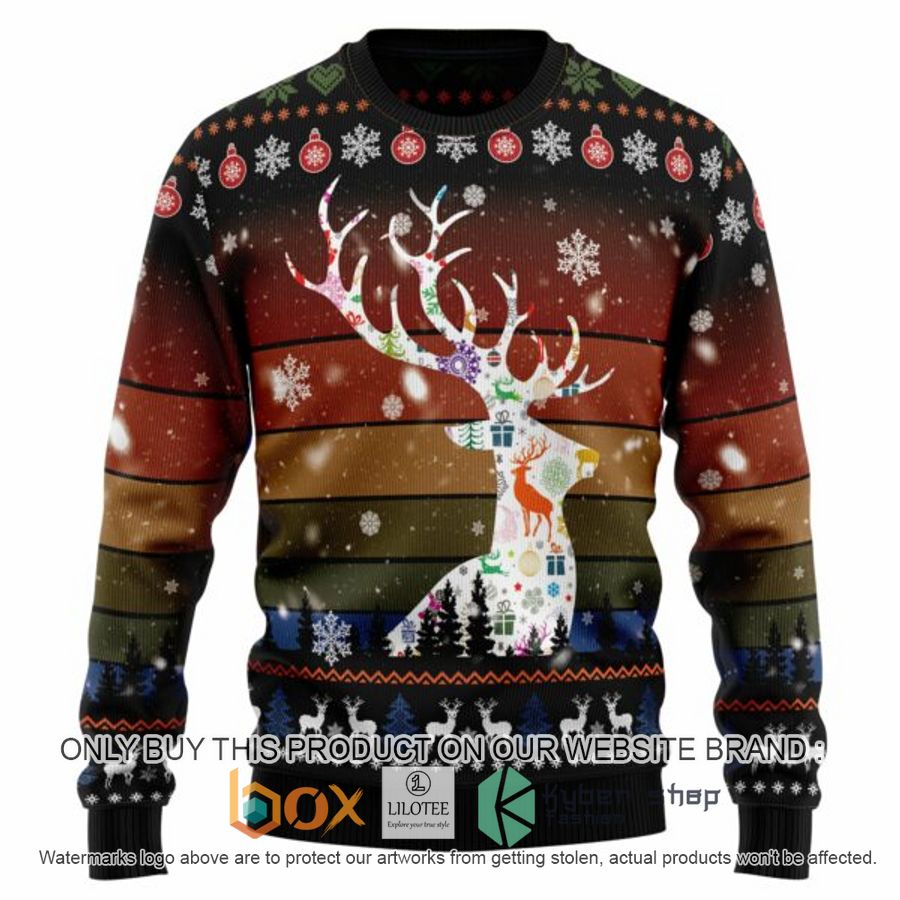 vintage background awesome deer ugly christmas sweatshirt 1 73262