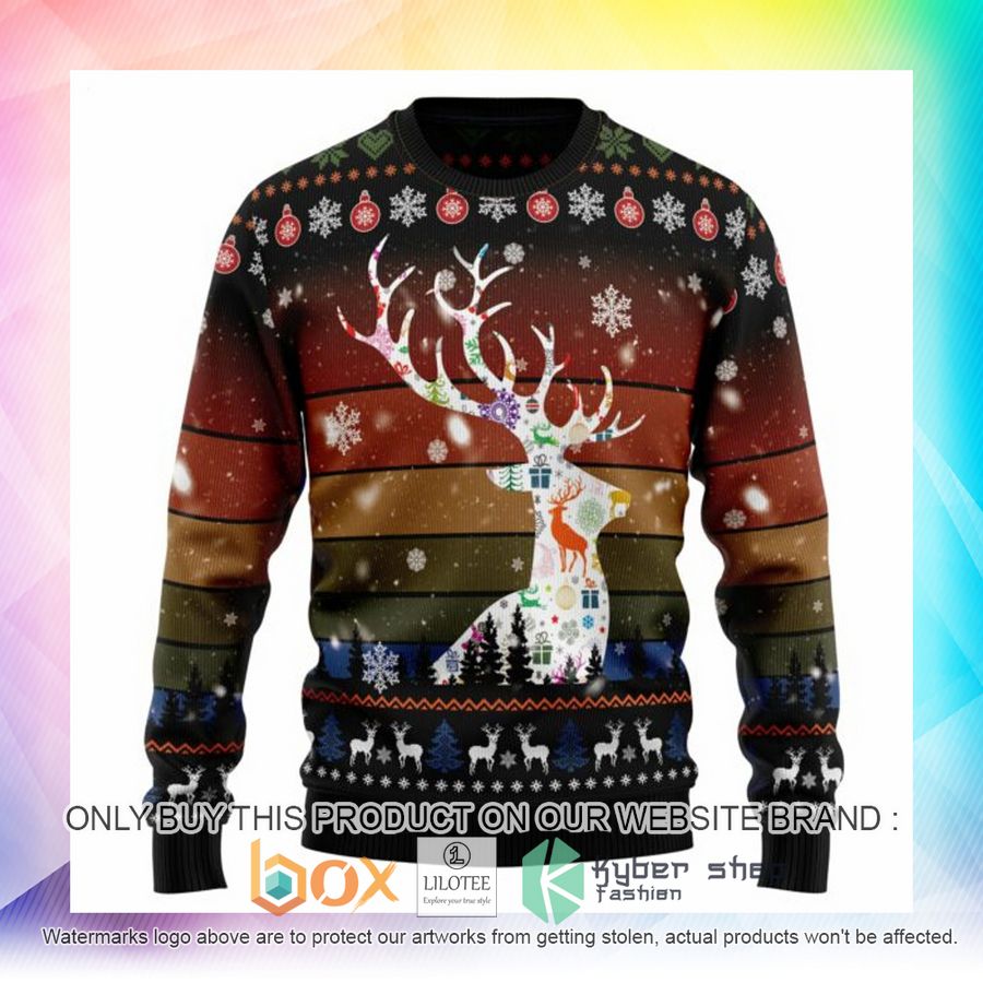 vintage background awesome deer ugly christmas sweatshirt 2 7554