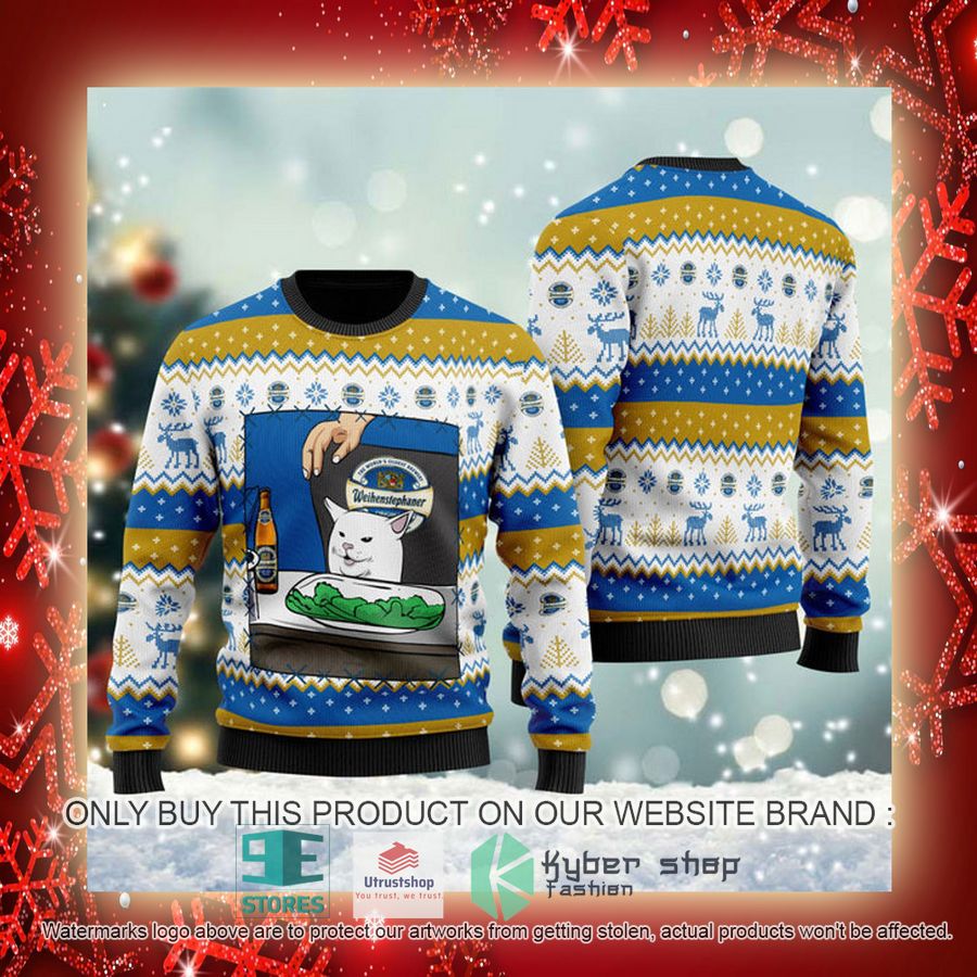 NEW Weihenstephaner Beer Cat Meme Christmas Ugly Sweater 3 weihenstephaner beer cat meme ugly christmas sweater 3 30880