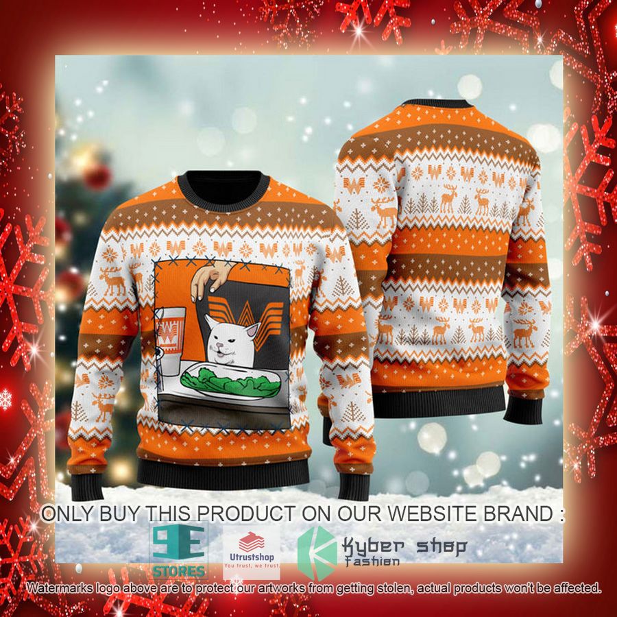 NEW Whataburger Cat Meme Christmas Ugly Sweater 3 whataburger cat meme ugly christmas sweater 3 97108