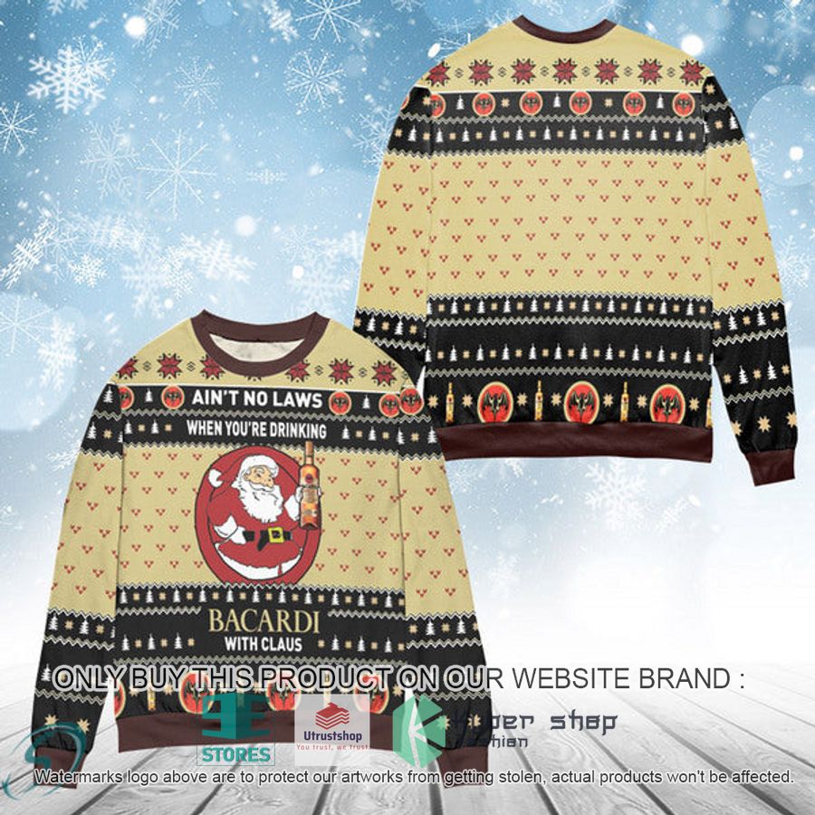 when youre drinking bacardi rum with santa claus ugly christmas sweater 1 48303