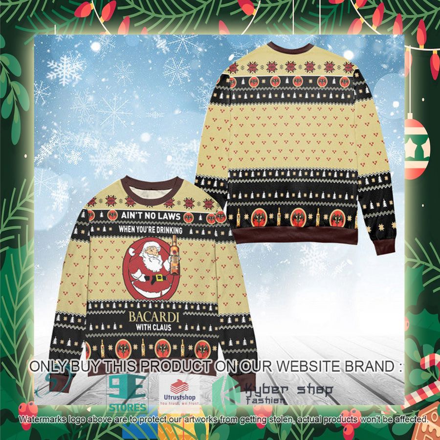 when youre drinking bacardi rum with santa claus ugly christmas sweater 2 43425