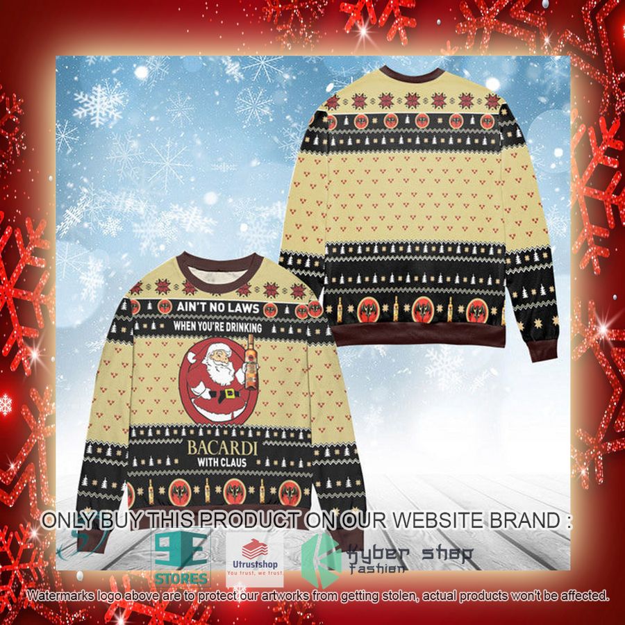NEW When You're Drinking Bacardi Rum With Santa Claus Christmas Ugly Sweater 3 when youre drinking bacardi rum with santa claus ugly christmas sweater 3 45362