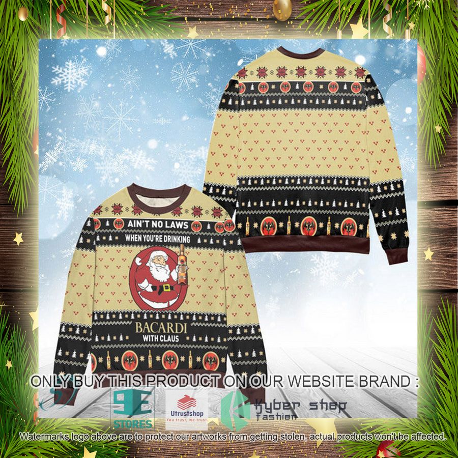 NEW When You're Drinking Bacardi Rum With Santa Claus Christmas Ugly Sweater 4 when youre drinking bacardi rum with santa claus ugly christmas sweater 4 37077