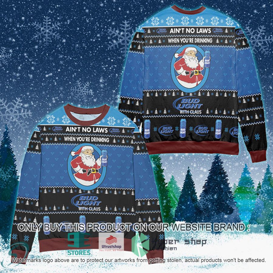 when youre drinking bud light with santa claus ugly christmas sweater 1 44961
