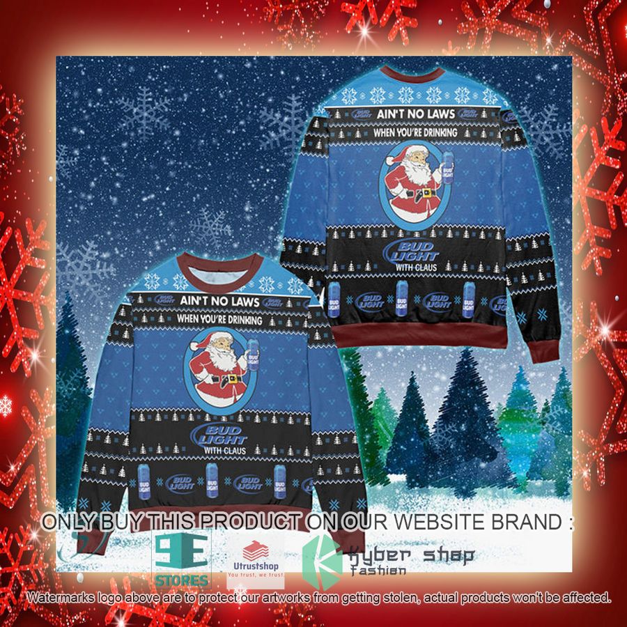 NEW When You're Drinking Bud Light With Santa Claus Christmas Ugly Sweater 3 when youre drinking bud light with santa claus ugly christmas sweater 3 95575