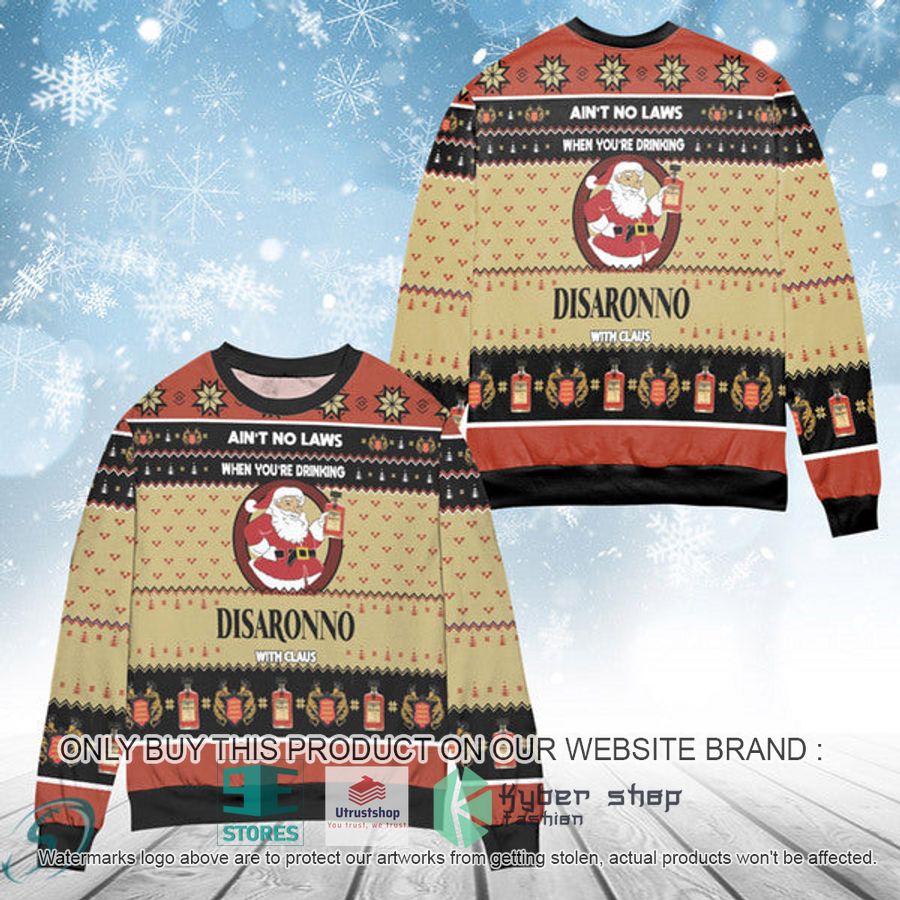 when youre drinking disaronno with santa claus ugly christmas sweater 1 80035