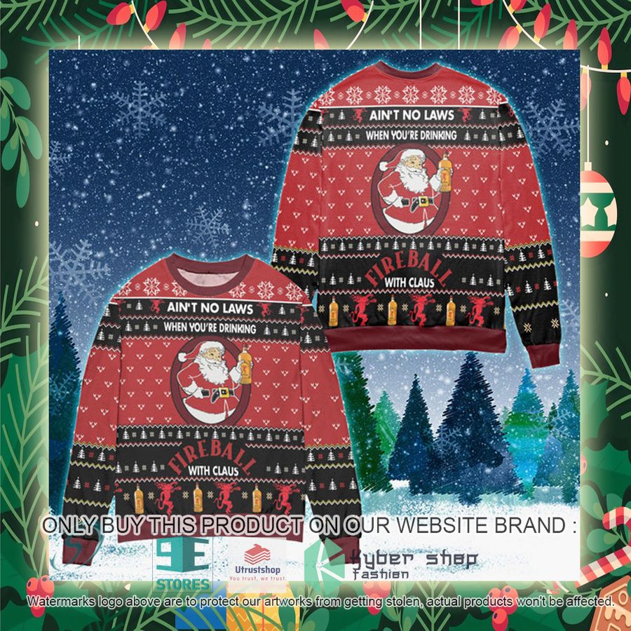when youre drinking fireball whisky with santa claus ugly christmas sweater 2 17318