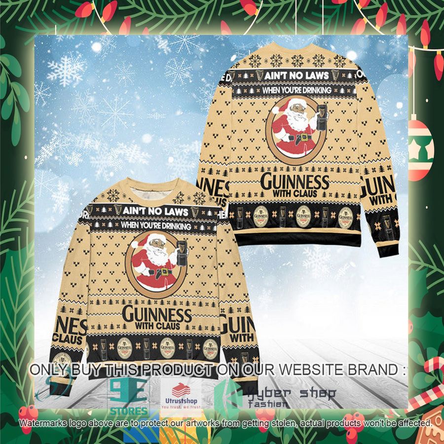 when youre drinking guinness with santa claus ugly christmas sweater 2 60402