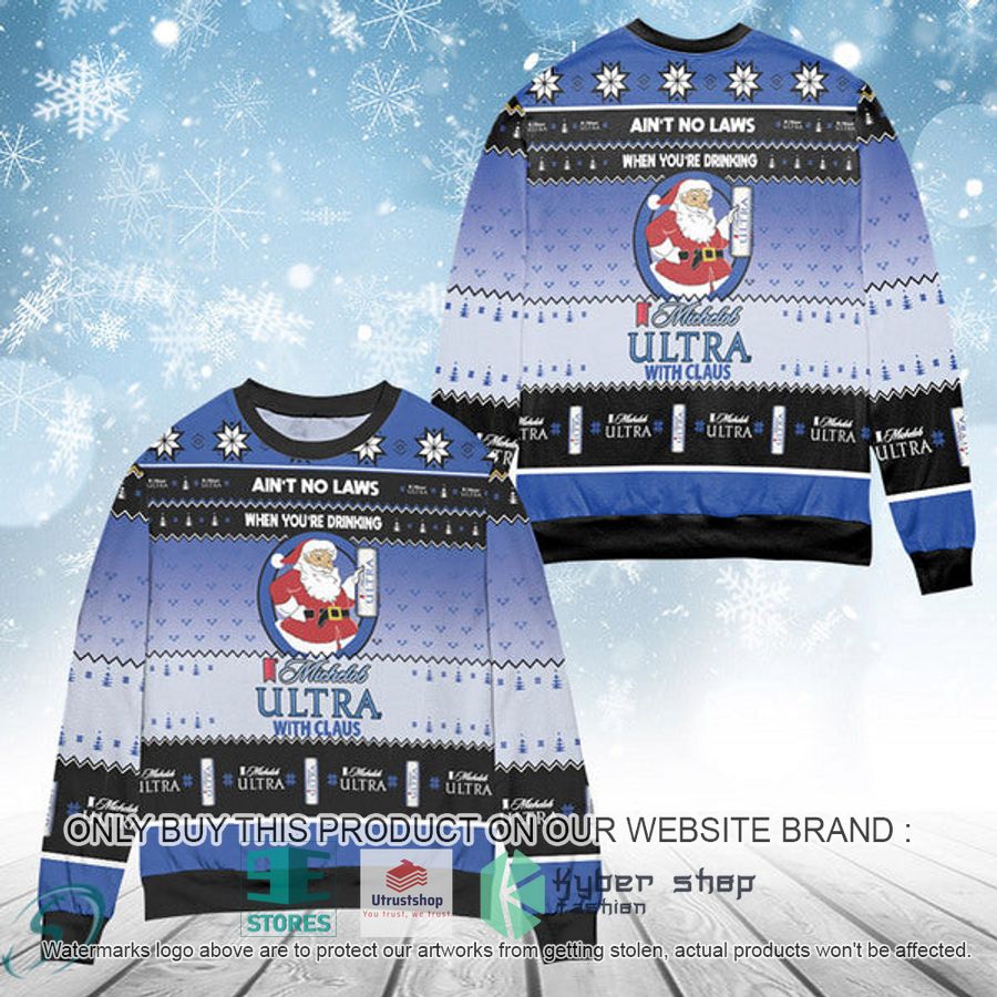 when youre drinking michelob ultra with santa claus ugly christmas sweater 1 22026