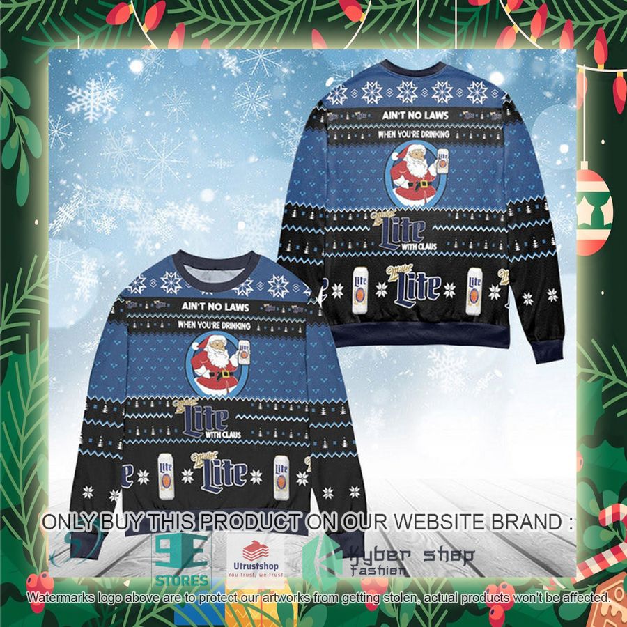 when youre drinking miller lite with santa claus ugly christmas sweater 2 91217