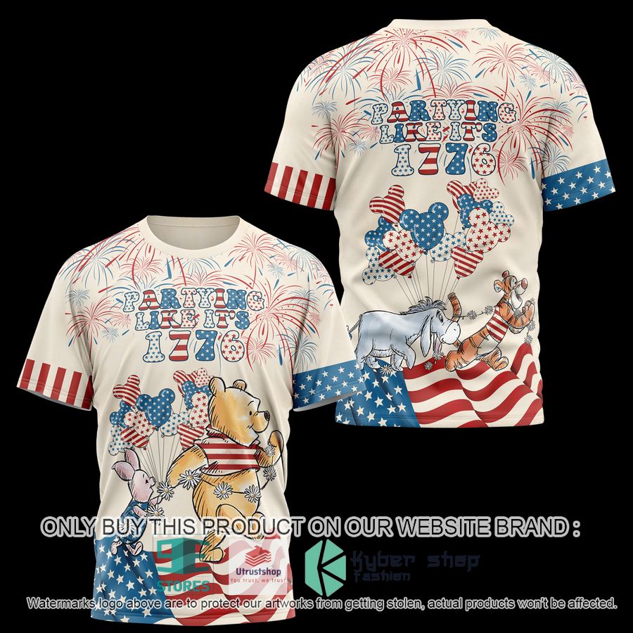 winnie the pooh piglet united states flag partying like its 1776 3d shirt hoodie 1 20836