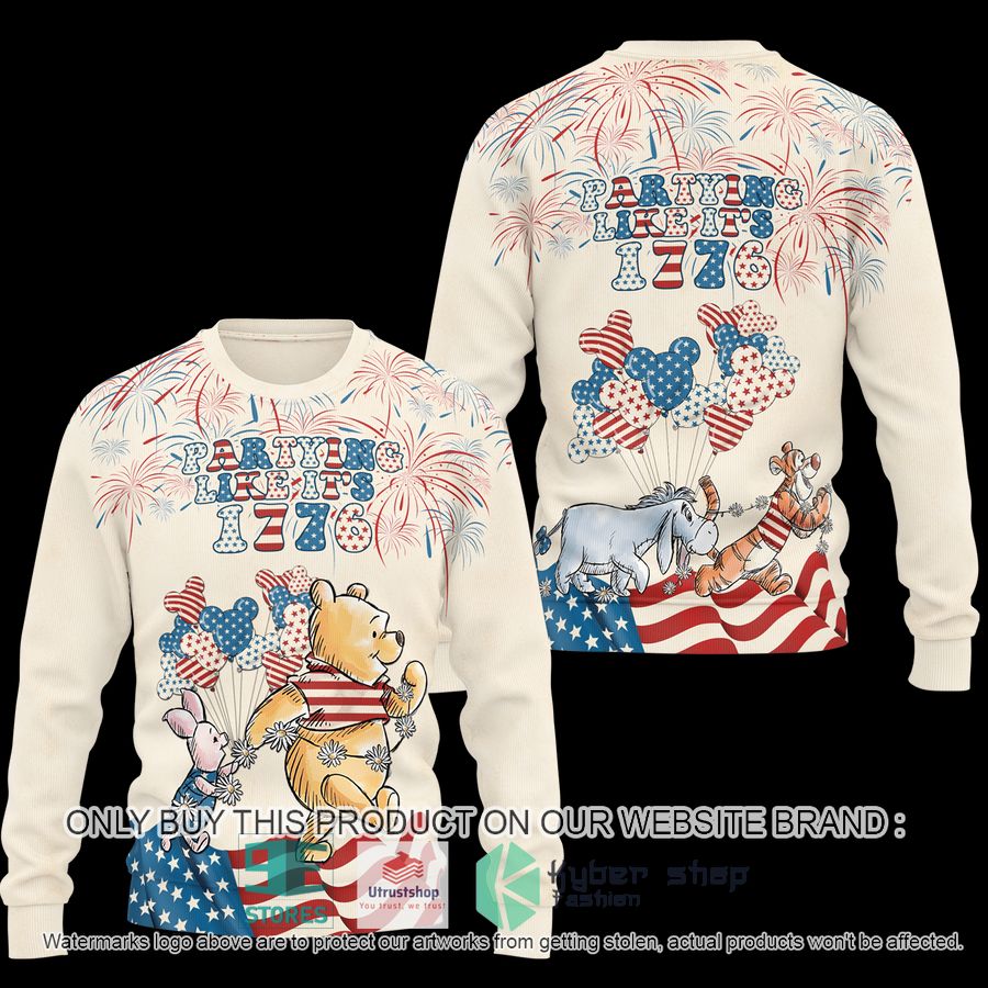 NEW Winnie The Pooh Piglet United States Flag Partying Like It's 1776 Shirt, Hoodie 2 winnie the pooh piglet united states flag partying like its 1776 3d shirt hoodie 2 23002