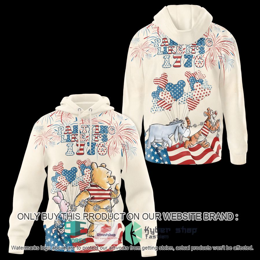 NEW Winnie The Pooh Piglet United States Flag Partying Like It's 1776 Shirt, Hoodie 3 winnie the pooh piglet united states flag partying like its 1776 3d shirt hoodie 3 36970