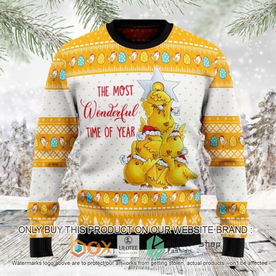 wonderful time chicken ugly christmas sweatshirt 1 19964