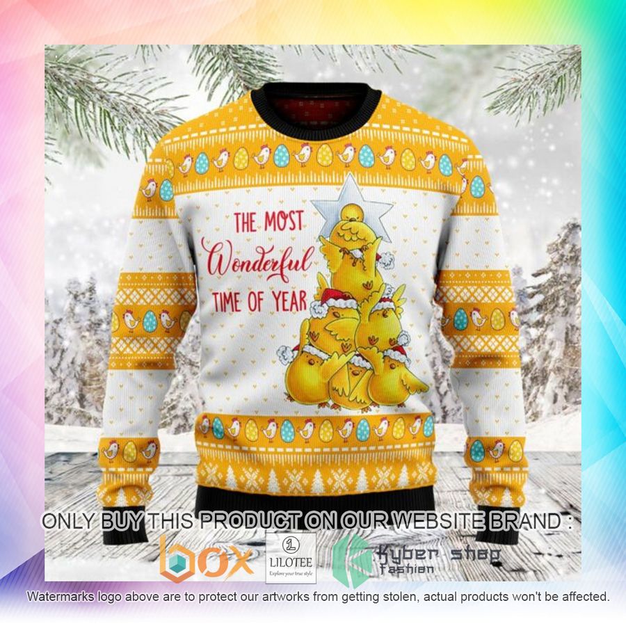 wonderful time chicken ugly christmas sweatshirt 2 40693
