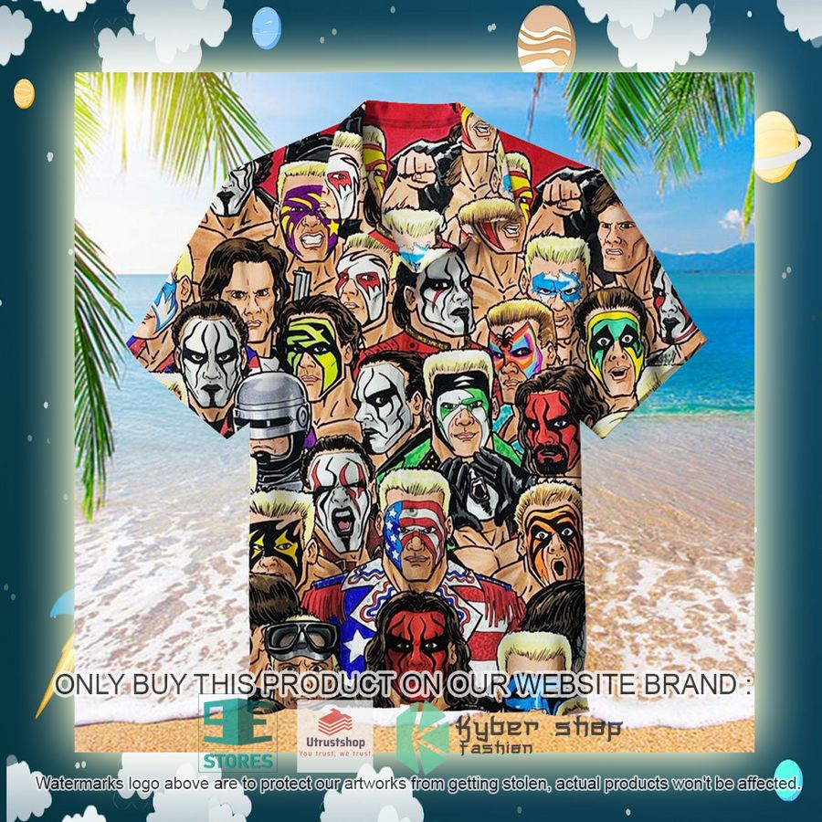 NEW Wrestling Character Collage Art colorful Hawaii Shirt 2 wrestling character collage art colorful hawaiian shirt 2 37023