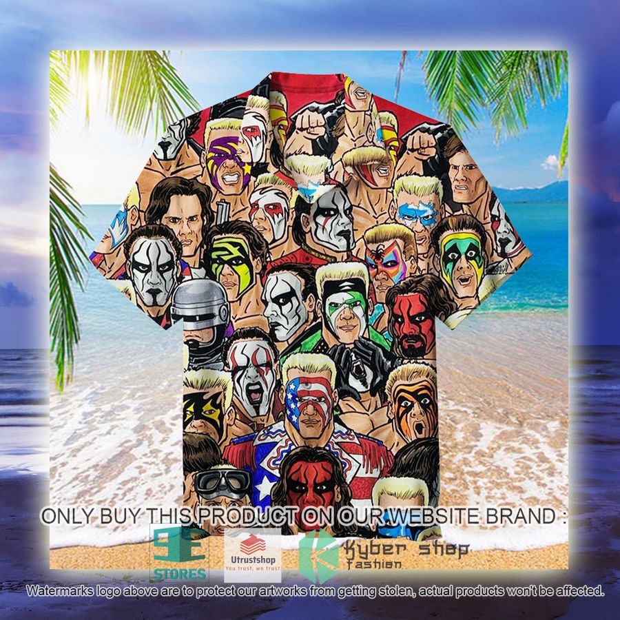NEW Wrestling Character Collage Art colorful Hawaii Shirt 3 wrestling character collage art colorful hawaiian shirt 3 10600