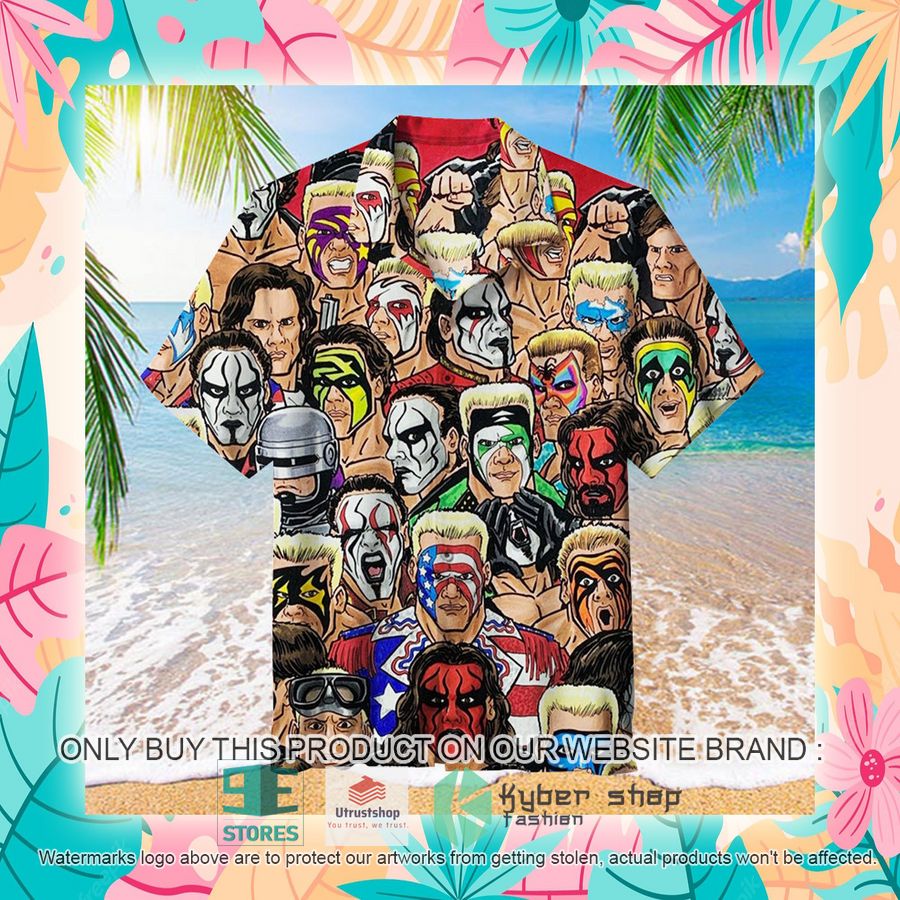 NEW Wrestling Character Collage Art colorful Hawaii Shirt 4 wrestling character collage art colorful hawaiian shirt 4 16446