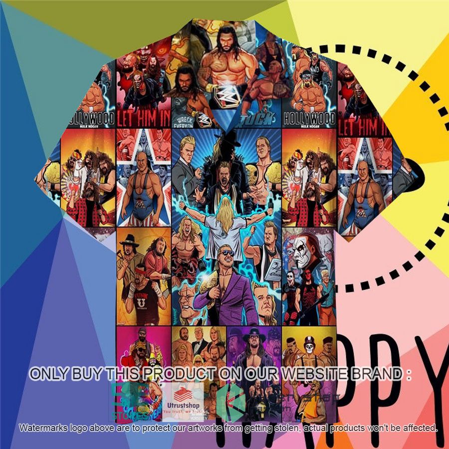 wrestling character collage art comic hawaiian shirt 1 58926