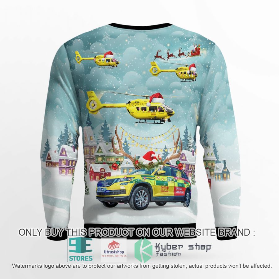 NEW Yorkshire Air Ambulance Car & Eurocopter EC 145T2 Christmas Sweater 3 yorkshire air ambulance car eurocopter ec 145t2 christmas sweater 3 79444