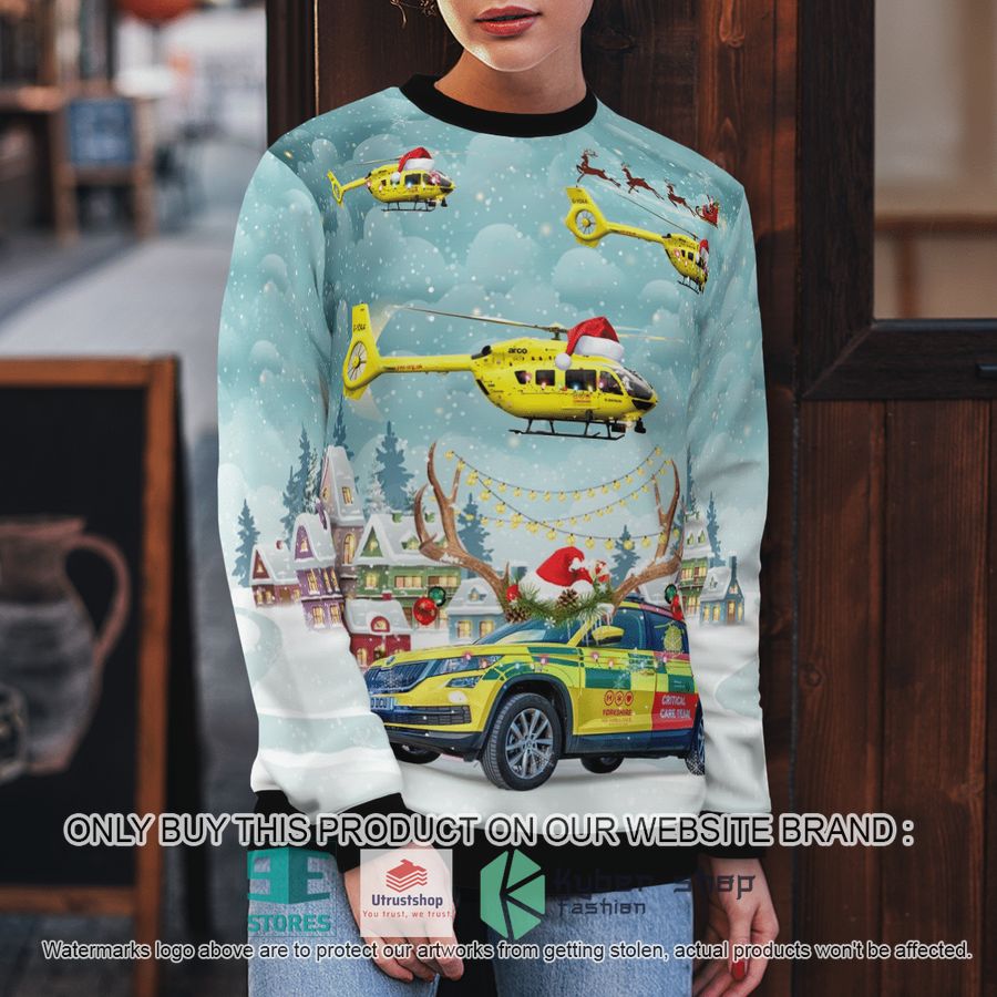 NEW Yorkshire Air Ambulance Car & Eurocopter EC 145T2 Christmas Sweater 5 yorkshire air ambulance car eurocopter ec 145t2 christmas sweater 5 34007