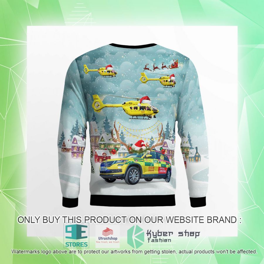 NEW Yorkshire Air Ambulance Car & Eurocopter EC 145T2 Christmas Sweater 9 yorkshire air ambulance car eurocopter ec 145t2 christmas sweater 9 81891