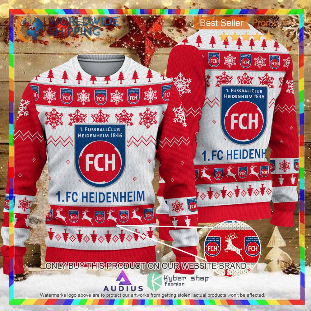 1 fc heidenheim white red ugly christmas sweater 1 58488