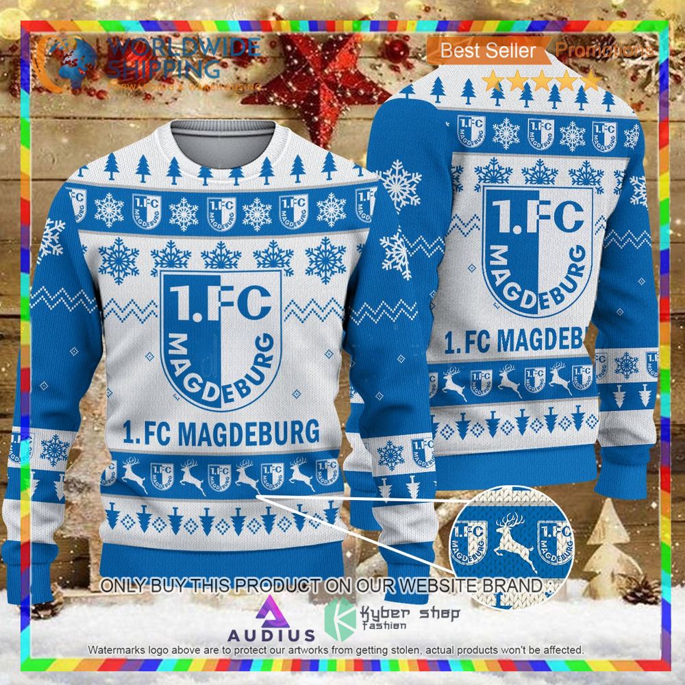 1 fc magdeburg white blue ugly christmas sweater 1 58222