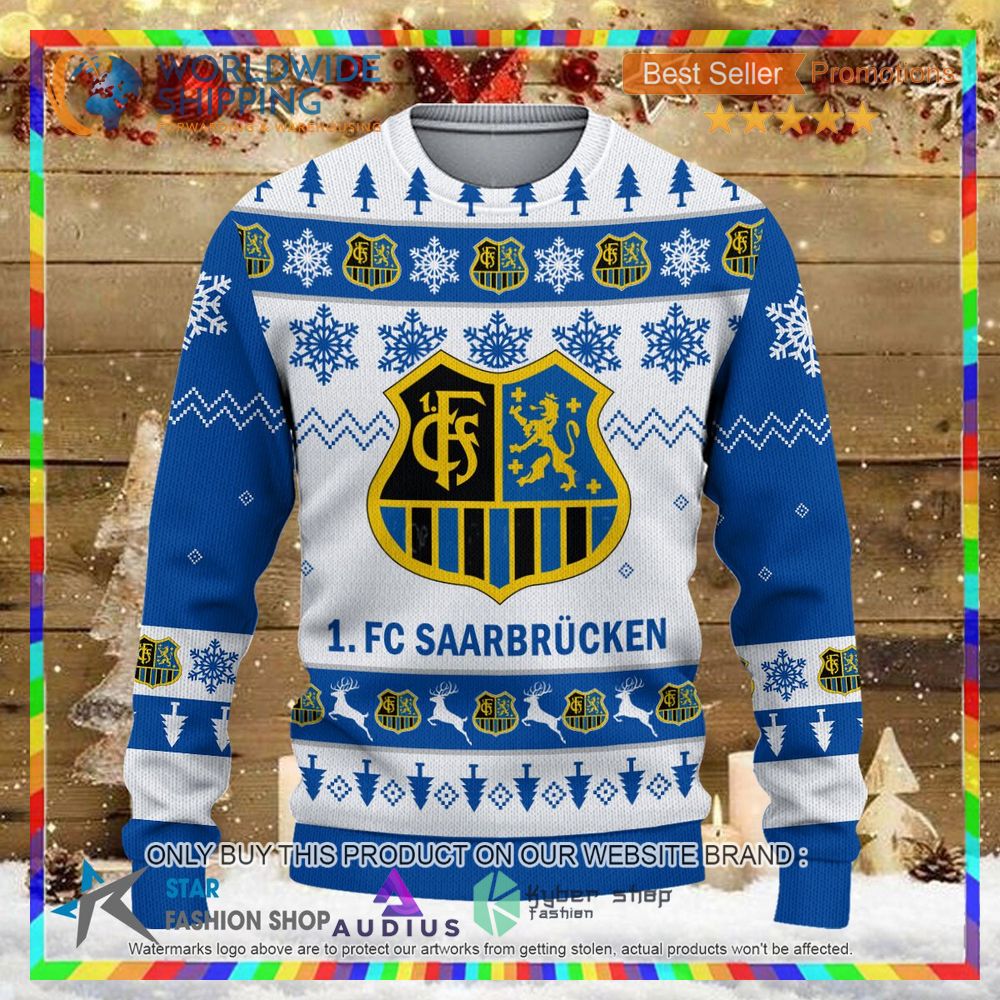 1 fc saarbrucken white blue ugly christmas sweater 2 23475