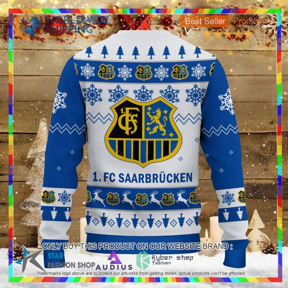 1. FC Saarbrucken white blue Ugly Christmas Sweater 3 1 fc saarbrucken white blue ugly christmas sweater 3 60977