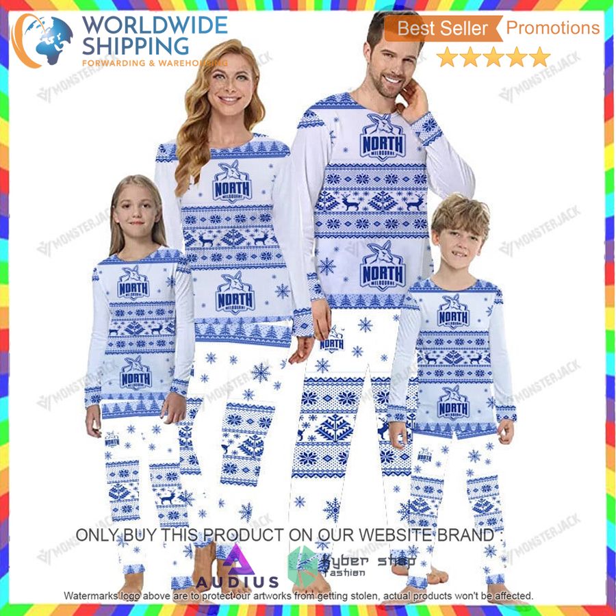 afl north melbourne christmas pajamas set 1 35018